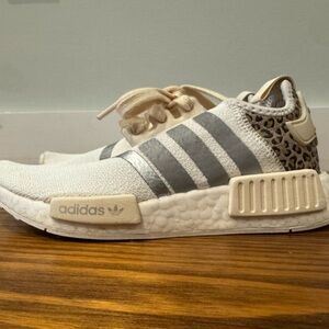 adidas Cream & White Knit Running Shoe with Boost Insole